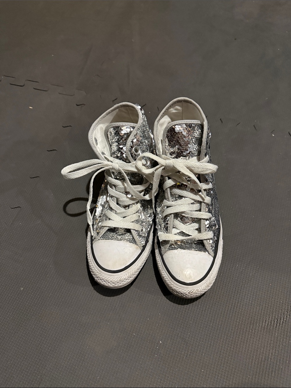 Converse Kids Silver Sequin High-Top Sneakers